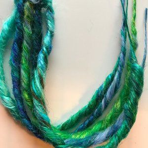 Green Blue Clip in Dread Dreadlock Hair Extensions
